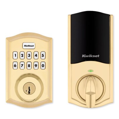 Kwikset Home Connect 620 Smart Lock, Z-Wave 700 Long Range, Traditional with Deadbolt, Polished Brass